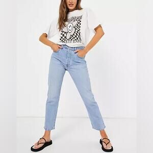 Levi's Women's Premium 501 Crop Jeans Acid Wash 32x26 CLEAN